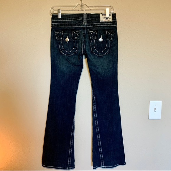 Dark Wash Contrast Stitching True Religion Jeans - Picture 2 of 12